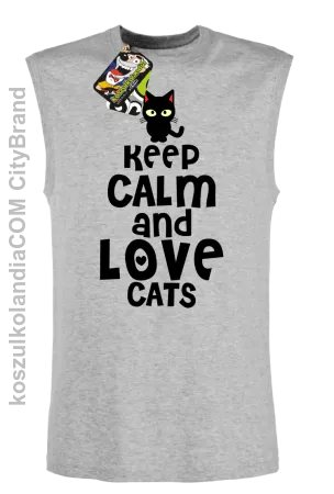 Keep calm and Love Cats Czarny Kot Filuś - Bezrękawnik męski 