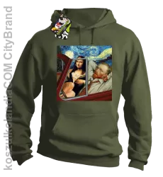 Mona_Gogy Art - Bluza męska z kapturem khaki 