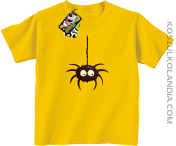 Zwisający Pająk Halloweenowy - koszulka dziecięca żółta
