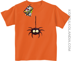 Zwisający Pająk Halloweenowy - koszulka dziecięca pomarańczowa