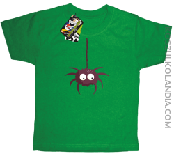 Zwisający Pająk Halloweenowy - koszulka dziecięca zielona