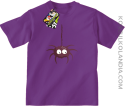 Zwisający Pająk Halloweenowy - koszulka dziecięca fioletowa