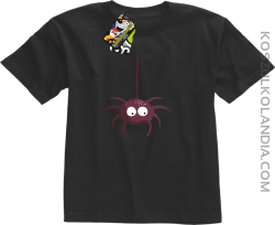 Zwisający Pająk Halloweenowy - koszulka dziecięca czarna