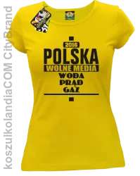 POLSKA WOLNE MEDIA WODA PRĄD GAZ - Koszulka Damska - żółty