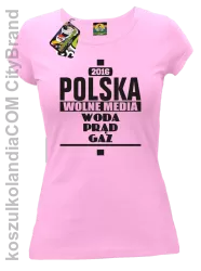 POLSKA WOLNE MEDIA WODA PRĄD GAZ - Koszulka Damska - jasny róż