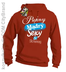 Piękny mądry sexy & skromny - Bluza męska z kapturem pomarańczowa 