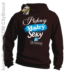 Piękny mądry sexy & skromny - Bluza męska z kapturem brązowa 