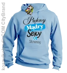 Piękny mądry sexy & skromny - Bluza męska z kapturem błękitna 