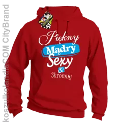 Piękny mądry sexy & skromny - Bluza męska z kapturem czerwona 