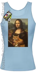 Mona Lisa z kotem - Top damski błękitny 