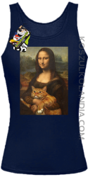 Mona Lisa z kotem - Top damski granatowy 