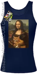 Mona Lisa z kotem - Top damski granatowy 