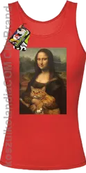 Mona Lisa z kotem - Top damski czerwony 