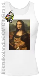 Mona Lisa z kotem - Top damski biały 