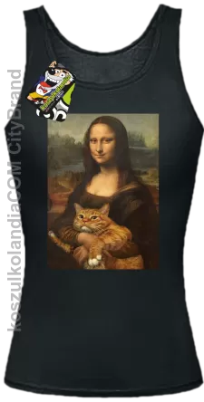 Mona Lisa z kotem - Top damski czarny 