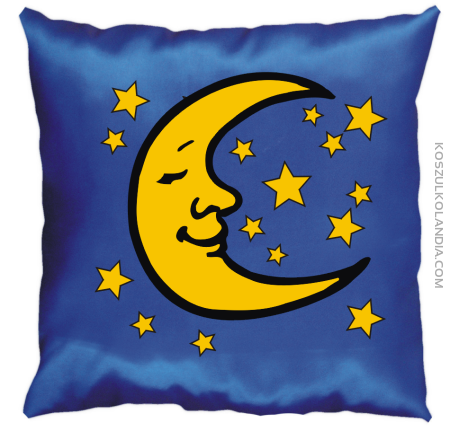 Księżyc na niebieskim niebie nocą - poduszka dwu-kolorowa 