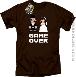 Game Over Pixel - koszulka męska na kawalerskie brązowa