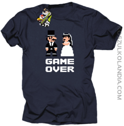 Game Over Pixel - koszulka męska na kawalerskie granatowa