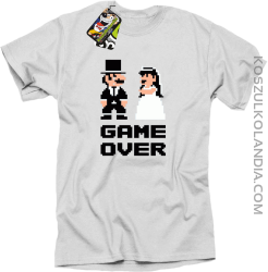 Game Over Pixel - koszulka męska na kawalerskie biała
