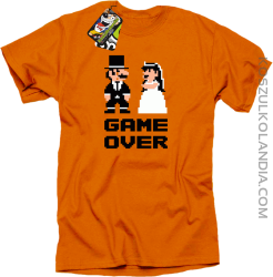 Game Over Pixel - koszulka męska na kawalerskie pomarańczowa