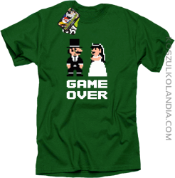 Game Over Pixel - koszulka męska na kawalerskie zielona