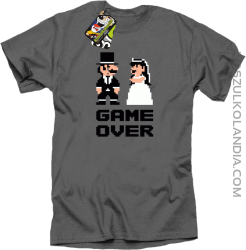Game Over Pixel - koszulka męska na kawalerskie szara