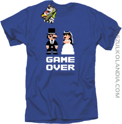 Game Over Pixel - koszulka męska na kawalerskie niebieska