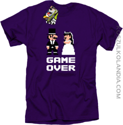 Game Over Pixel - koszulka męska na kawalerskie fioletowa