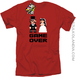 Game Over Pixel - koszulka męska na kawalerskie czerwona