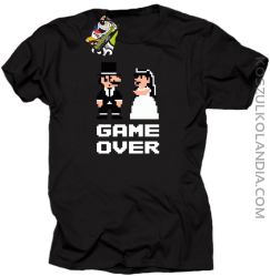 Game Over Pixel - koszulka męska na kawalerskie czarna