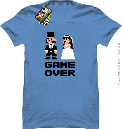 Game Over Pixel - koszulka męska na kawalerskie błękitna