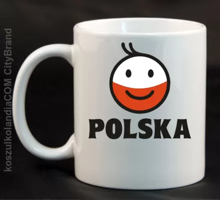 POLSKA emotikon dwukolorowy-Kubek ceramiczny biały