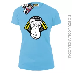 Music Monkey - koszulka damska - błękitny