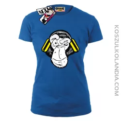 Music Monkey - koszulka damska - niebieski