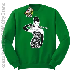 Audrey Hepburn RETRO-ART - Bluza męska standard bez kaptura zielona 