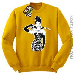 Audrey Hepburn RETRO-ART - Bluza męska standard bez kaptura żółta 