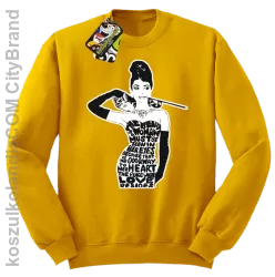 Audrey Hepburn RETRO-ART - Bluza męska standard bez kaptura żółta 