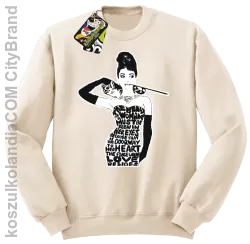 Audrey Hepburn RETRO-ART - Bluza męska standard bez kaptura beżowa 