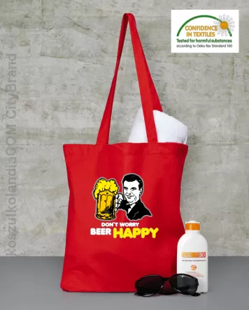 DON'T WORRY BEER HAPPY - Torba EKO red