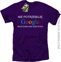 Nie potrzebuję Google moja żona wie wszystko - Koszulka męska fiolet