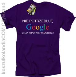 Nie potrzebuję Google moja żona wie wszystko - Koszulka męska fiolet