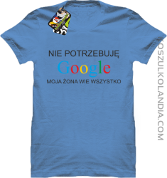 Nie potrzebuję Google moja żona wie wszystko - Koszulka męska błękit