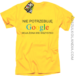 Nie potrzebuję Google moja żona wie wszystko - Koszulka męska żółty