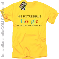 Nie potrzebuję Google moja żona wie wszystko - Koszulka męska żółty