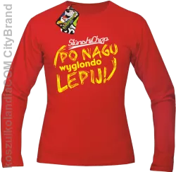 Ślunski Chop po nagu wyglondo lepij ! - Longsleeve męski czerwony 