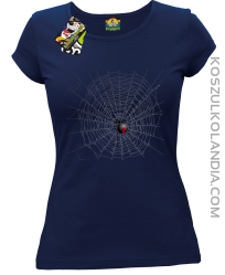 Pajęczyna z pająkiem - koszulka damska granatowa