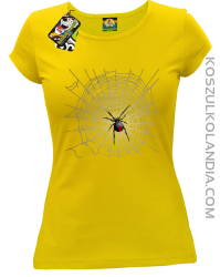 Pajęczyna z pająkiem - koszulka damska żółta