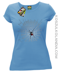Pajęczyna z pająkiem - koszulka damska błękitna