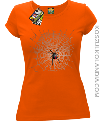 Pajęczyna z pająkiem - koszulka damska pomarańczowa
