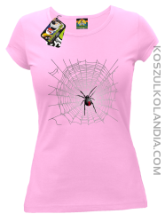 Pajęczyna z pająkiem - koszulka damska różowa